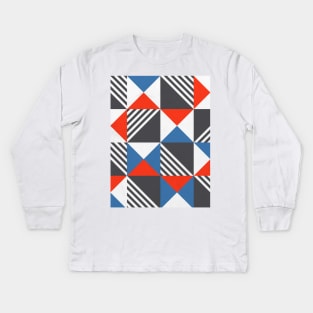 Geometric Triangle Lines Pattern Kids Long Sleeve T-Shirt